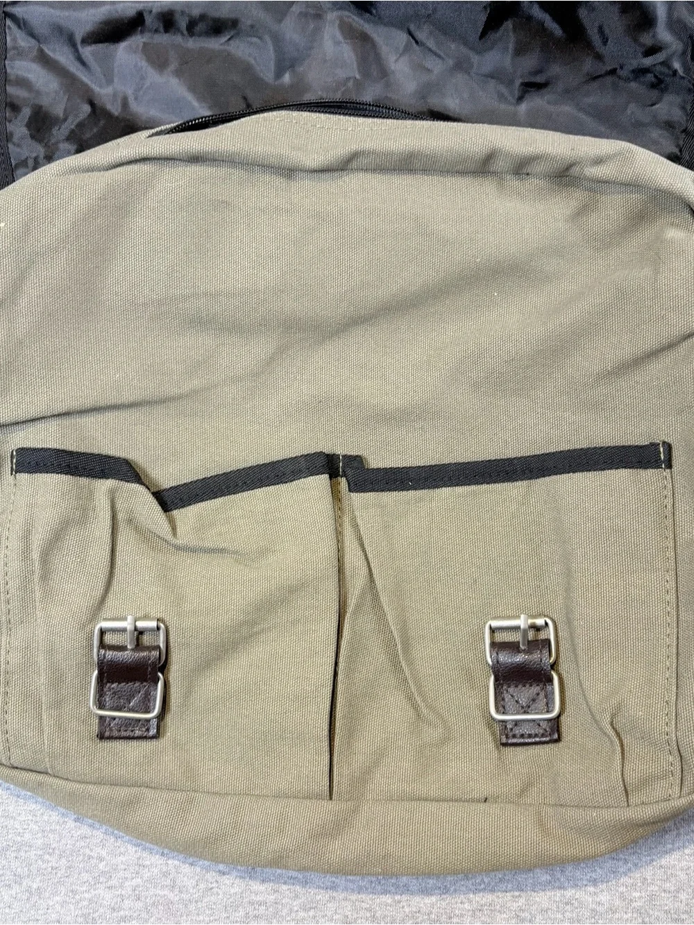Vintage Sierra Club Messenger Bag With Leather Buckle Straps Olive Crossbody